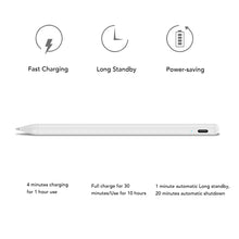 Load image into Gallery viewer, Stylus Pencil for iPad 9th &amp; 8th Generation, HAUZIK Active Pen with Palm Rejection Compatible with (2018-2022) Apple iPad 9th 8th 7th Gen/iPad Pro 11 &amp; 12.9 inches/iPad Air 5th Gen/iPad Mini 6th Gen (White)
